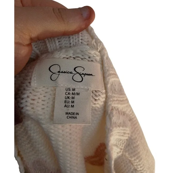 jessica simpson cottage pink purple yellow floral embroidery long sleeve Sweater - Picture 4 of 11